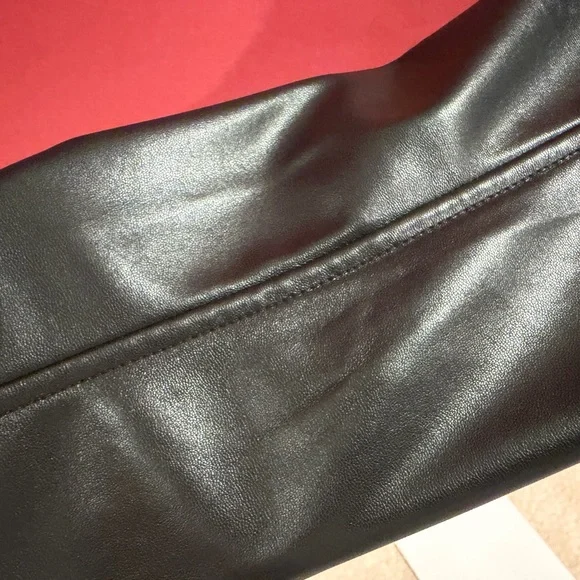 Anne Klein Black Open-Front Faux Leather Jacket